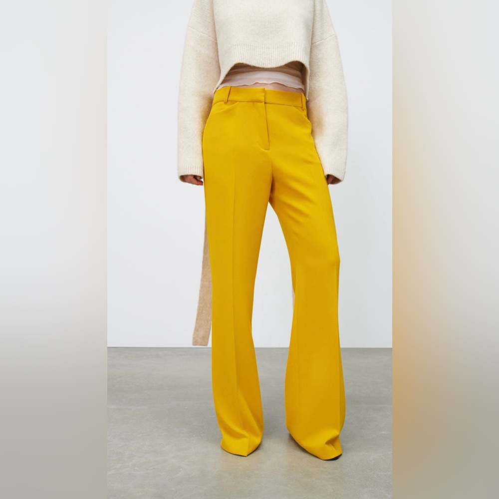 ZARA textured flare pants